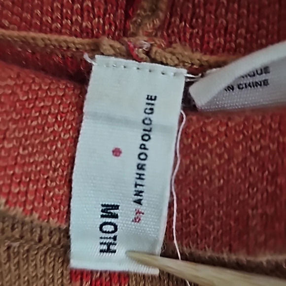 Anthropologie sweater Moth sleeveless size XL brown and red stripes - Picture 2 of 6